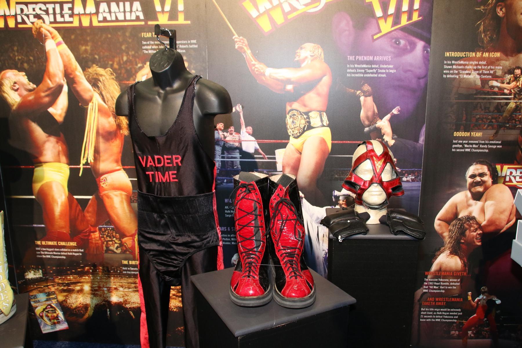 PHOTOS OF WWE MEMORABILIA ON DISPLAY AT WRESTLEMANIA SUPERSTORE AXXESS